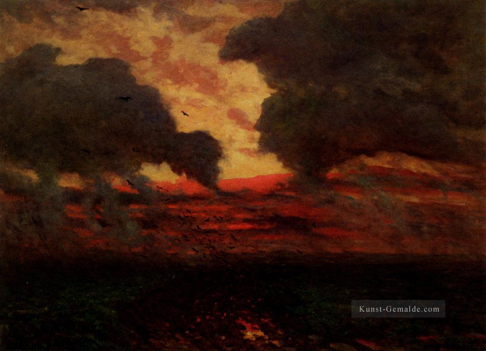 Les Corbeaux Soir D Orage Landschaft Realist Jules Breton Ölgemälde